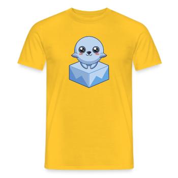 Bébé phoque pixel sur un glaçon - T-shirt homme - jaune - Devant - AI Model Male 178 dark (178cm)