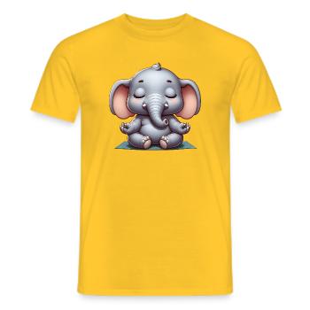 Süßer Elefant Yoga Meditation Entspannung Frieden - Männer T-Shirt - Gelb - Vorne - AI Model Male 178 dark (178cm)