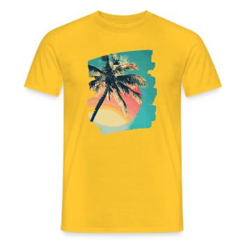 Palm Tree Sunset Summer Sun - Men's T-Shirt - yellow - Front - AI Model Male 178 dark (178cm)