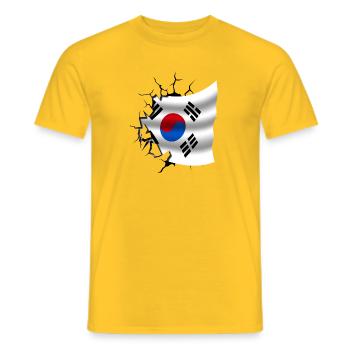 Flag of Korea - Korea - Flag Broken Design - Men's T-Shirt - yellow - Front - AI Model Male 178 dark (178cm)