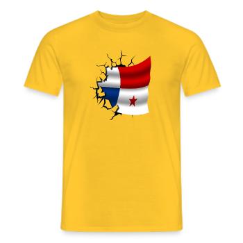 Drapeau du Panama - Panama - Drapeau Broken Design - T-shirt homme - jaune - Devant - AI Model Male 178 dark (178cm)