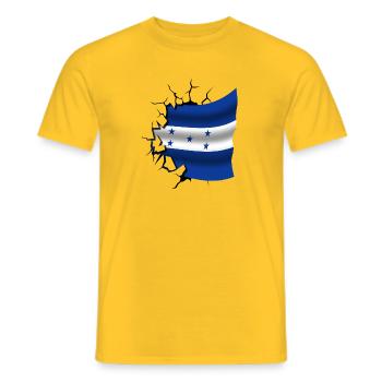 Flag of Honduras - Honduras - Flag Broken Design - Men's T-Shirt - yellow - Front - AI Model Male 178 dark (178cm)
