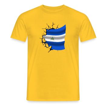 Drapeau du Nicaragua - Nicaragua - Drapeau Broken Des - T-shirt homme - jaune - Devant - AI Model Male 178 dark (178cm)