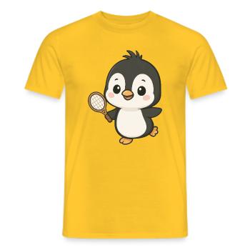 Süßer Pinguin Tennis Spieler Cartoon Chibi Sport - Männer T-Shirt - Gelb - Vorne - AI Model Male 178 dark (178cm)