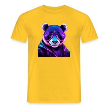 Cyberpunk Panda mit Neonbrille - Männer T-Shirt - Gelb - Vorne - AI Model Male 178 dark (178cm)