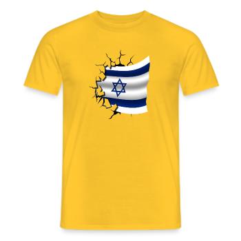 Flag of Israel - Israel - Flag Broken Design - Men's T-Shirt - yellow - Front - AI Model Male 178 dark (178cm)