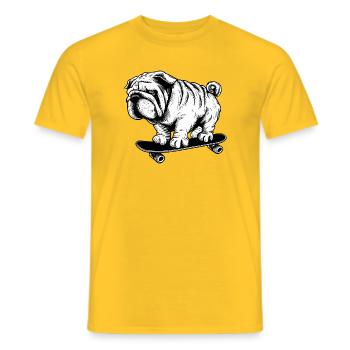 Mops Hund Skateboarder Street Art Zeichnung - Männer T-Shirt - Gelb - Vorne - AI Model Male 178 dark (178cm)
