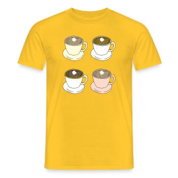 Coffee Cups Quartet - Men's T-Shirt - yellow - Front - AI Model Male 178 dark (178cm)