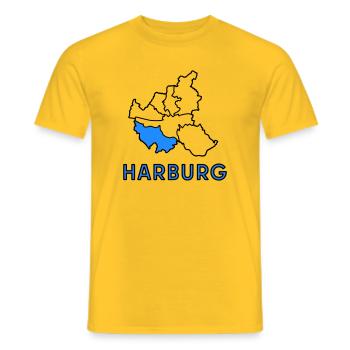 Harburg (Hamburg), een wijk in Hamburg - Heren T-shirt - geel - Voor - AI Model Male 178 dark (178cm)