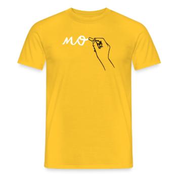 Hand mit Kreide schreibt NO - Männer T-Shirt - Gelb - Vorne - AI Model Male 178 dark (178cm)