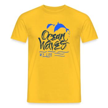 Ocean Dolphins - Men's T-Shirt - yellow - Front - AI Model Male 178 dark (178cm)