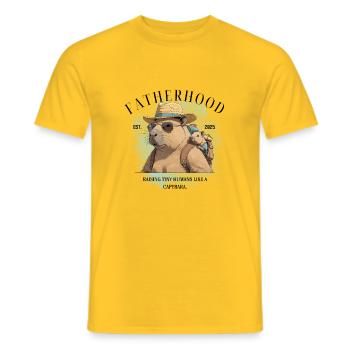 Fatherhood 2025 Raising Tiny Humans Like Capybara - Männer T-Shirt - Gelb - Vorne - AI Model Male 178 dark (178cm)