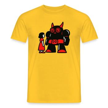 Fille et robot - T-shirt homme - jaune - Devant - AI Model Male 178 dark (178cm)