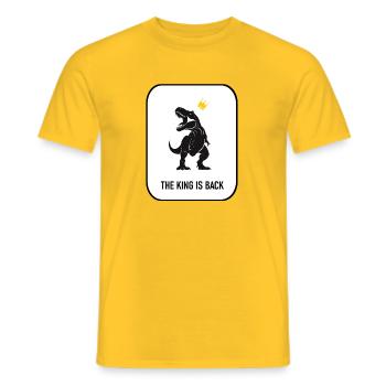 T-rex, Le Roi, Roi, Dinosaure , Le roi est de retour - T-shirt homme - jaune - Devant - AI Model Male 178 dark (178cm)