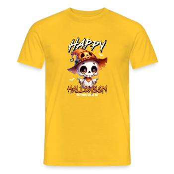 Skeleton with Pumpkin Hat Halloween - Men's T-Shirt - yellow - Front - AI Model Male 178 dark (178cm)