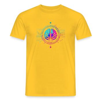 Futuristic Mind Art Design - Men's T-Shirt - yellow - Front - AI Model Male 178 dark (178cm)