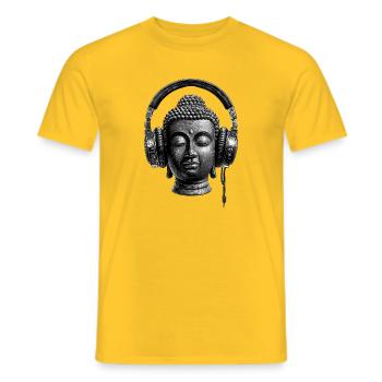 Buddha with Headphones Mindfulness Music Boho Zen - Men's T-Shirt - yellow - Front - AI Model Male 178 dark (178cm)