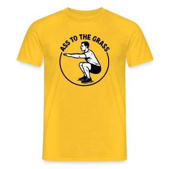 Ass to the grass - Men's T-Shirt - yellow - Front - AI Model Male 178 dark (178cm)
