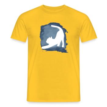 Katzensilhouette im Blauen Aquarell - Männer T-Shirt - Gelb - Vorne - AI Model Male 178 dark (178cm)