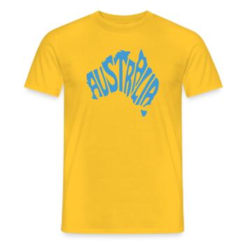 Australia Map Artistic Typography Design - Men's T-Shirt - yellow - Front - AI Model Male 178 dark (178cm)