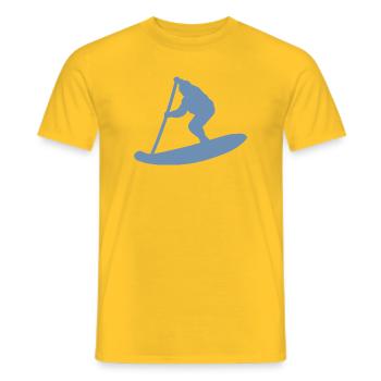 Minimalistisch Tribune op Peddel Silhouet - Heren T-shirt - geel - Voor - AI Model Male 178 dark (178cm)