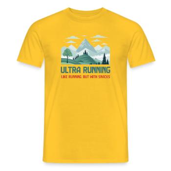 L’ultra running, comme la course à pied mais avec des collations - T-shirt homme - jaune - Devant - AI Model Male 178 dark (178cm)