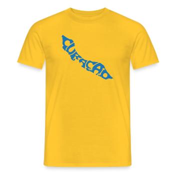 Curacao Map Artistic Typography Design - Men's T-Shirt - yellow - Front - AI Model Male 178 dark (178cm)
