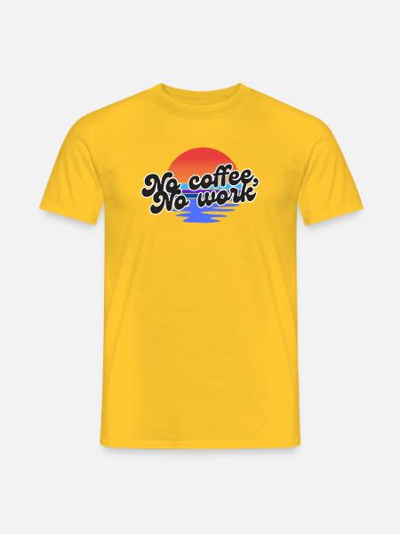 No coffee no work – Sunset rétro fun - T-shirt homme - jaune