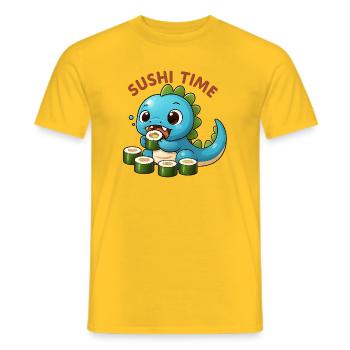 Cute dinosaur with sushi theme - Men's T-Shirt - yellow - Front - AI Model Male 178 dark (178cm)