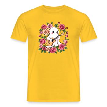 Ghost joue de la guitare - T-shirt homme - jaune - Devant - AI Model Male 178 dark (178cm)