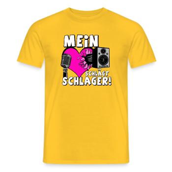 Schlager Party , Schlager Music , Schlager Heart... - T-shirt homme - jaune - Devant - AI Model Male 178 dark (178cm)