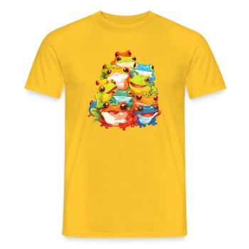 Bunte Frösche Ensemble Illustration - Männer T-Shirt - Gelb - Vorne - AI Model Male 178 dark (178cm)