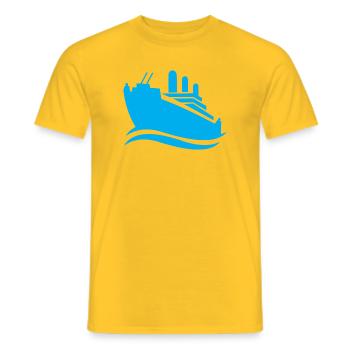 Silhouette de bateau de croisière mer minimaliste - T-shirt homme - jaune - Devant - AI Model Male 178 dark (178cm)