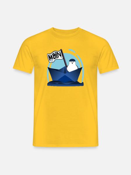 PAPIERBOOT MOIN PAPIERSCHIFF MÖWE - Männer T-Shirt - Gelb