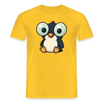 Cute Penguin Cartoon Big Eyes Funny Quirky - Men's T-Shirt - yellow - Front - AI Model Male 178 dark (178cm)