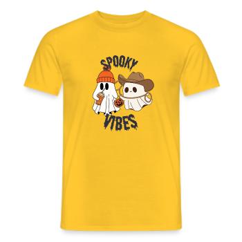 Spooky vibes halloween ghosts - Men's T-Shirt - yellow - Front - AI Model Male 178 dark (178cm)