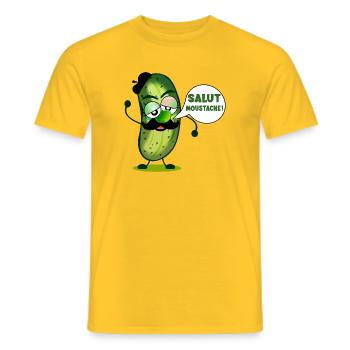 SALUT MOUSTACHE CORNICHONS - T-shirt homme - jaune - Devant - AI Model Male 178 dark (178cm)