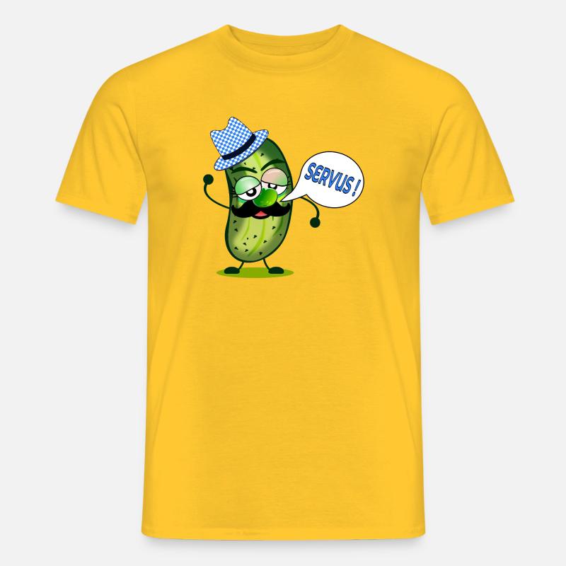 SCHNURRBART GEWÜZGURKEN BAYERN SERVUS - Männer T-Shirt - Gelb