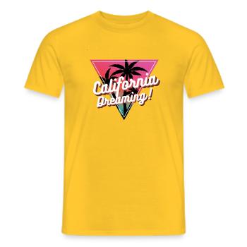 Californie rêvant de coucher de soleil sur les palmiers - T-shirt homme - jaune - Devant - AI Model Male 178 dark (178cm)