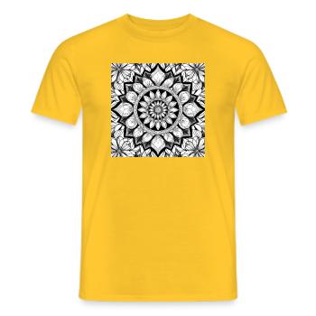 Blumenmuster Mandala Schwarz Weiß - Männer T-Shirt - Gelb - Vorne - AI Model Male 178 dark (178cm)