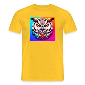 owl - Men's T-Shirt - yellow - Front - AI Model Male 178 dark (178cm)
