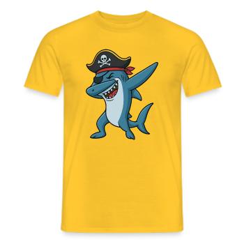 Funny Dabbing Pirate Shark Graphic for Kids - Men's T-Shirt - yellow - Front - AI Model Male 178 dark (178cm)