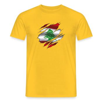 Drapeau du Liban - Drapeau déchiré - T-shirt homme - jaune - Devant - AI Model Male 178 dark (178cm)