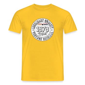 Vintage 1979 Quality Label - Men's T-Shirt - yellow - Front - AI Model Male 178 dark (178cm)