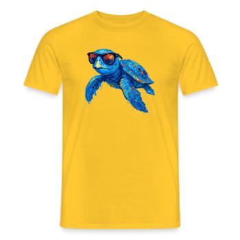 Bunter Surfer-Schildkröte mit Sonnenbrille - Männer T-Shirt - Gelb - Vorne - AI Model Male 178 dark (178cm)