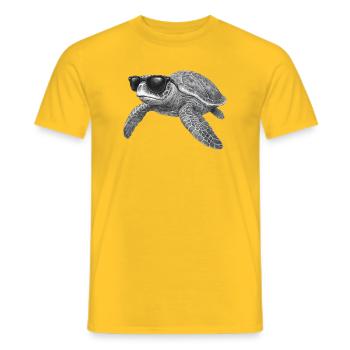 Tortue de mer cool avec des lunettes de soleil - T-shirt homme - jaune - Devant - AI Model Male 178 dark (178cm)