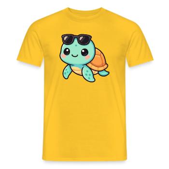 Cute turtle cartoon with sunglasses - Men's T-Shirt - yellow - Front - AI Model Male 178 dark (178cm)