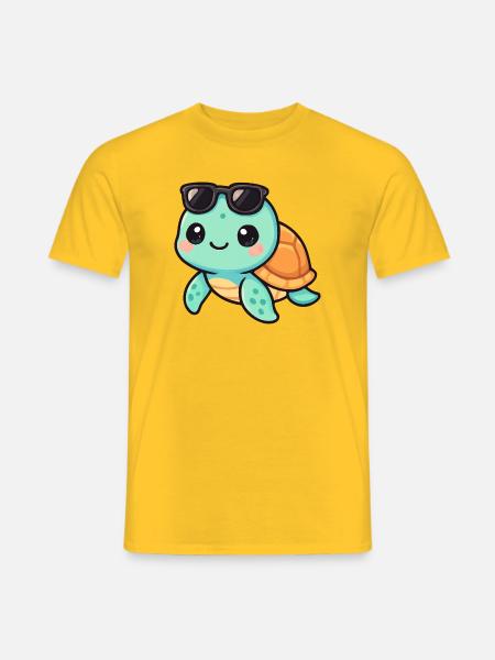 Cute turtle cartoon with sunglasses - Men's T-Shirt - yellow