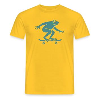 Minimalist Frog Toad Toad Skateboarder - Men's T-Shirt - yellow - Front - AI Model Male 178 dark (178cm)