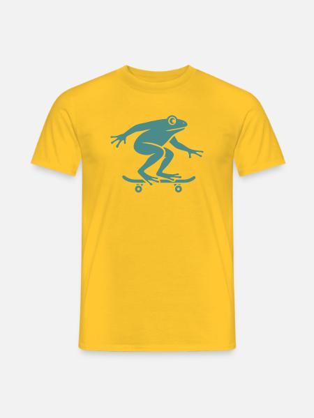 Minimalistischer Frosch Kröte Unke Skateboarder - Männer T-Shirt - Gelb